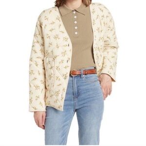 Elodie Beige Floral Quilted Jacket